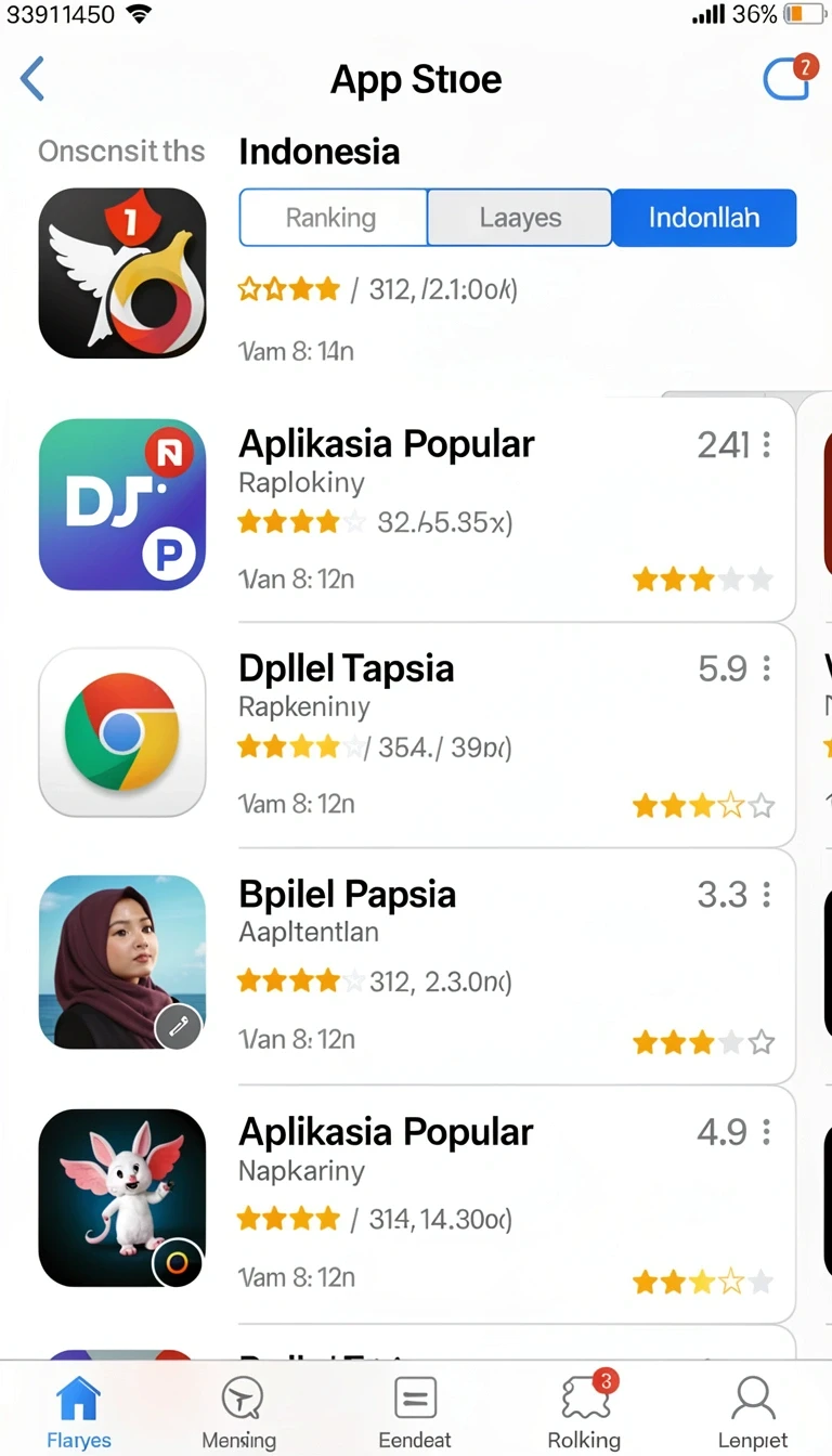 Beranda menampilkan ringkasan versi, ukuran, rating, dan kategori untuk pemeriksaan awal.
